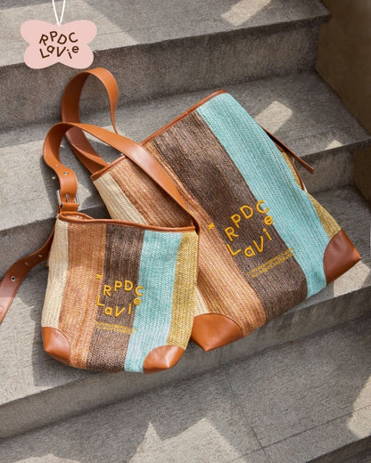 "City Stroll" Striped Canvas Shoulder Bag