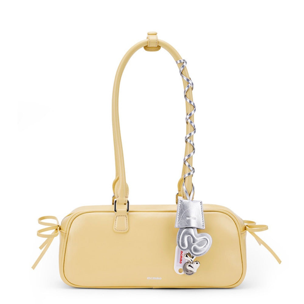 The Bow-Tique Baguette Split Leather Shoulder Bag