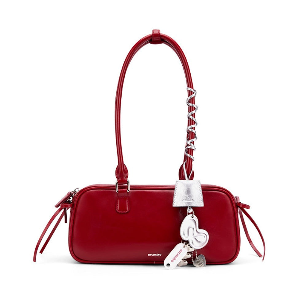 The Bow-Tique Baguette Split Leather Shoulder Bag