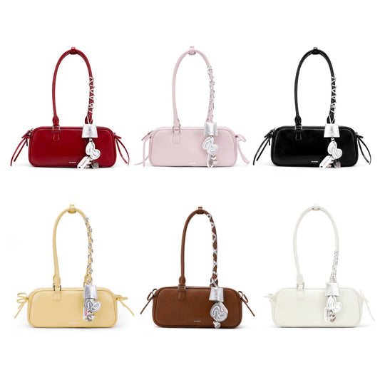 The Bow-Tique Baguette Split Leather Shoulder Bag
