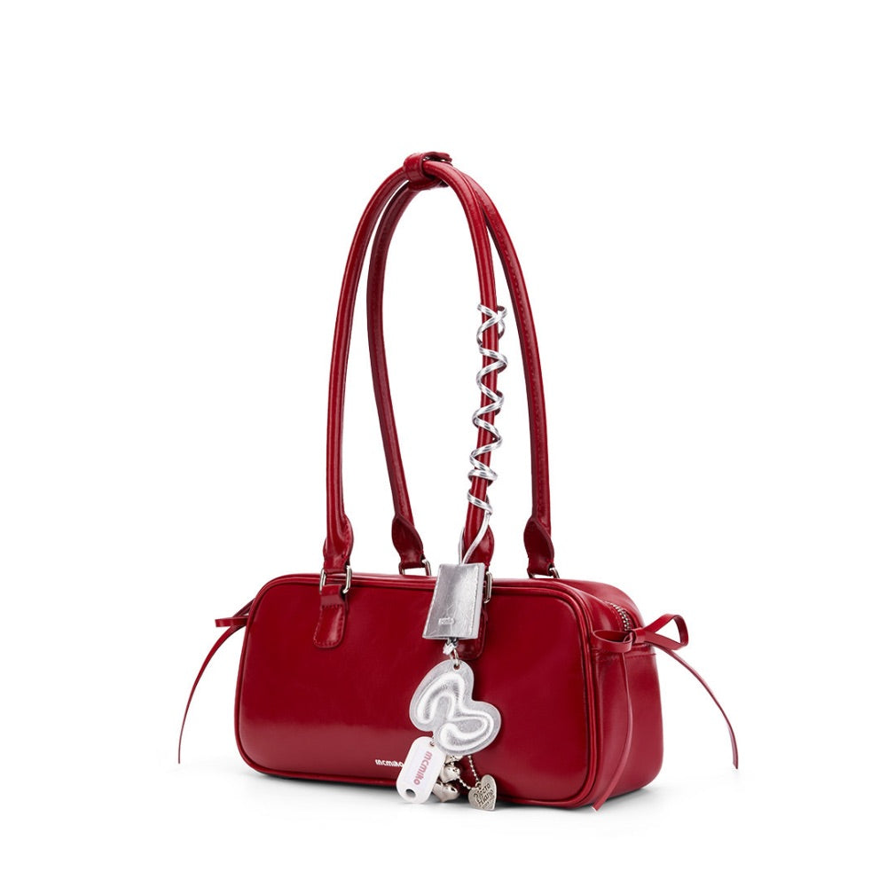 The Bow-Tique Baguette Split Leather Shoulder Bag