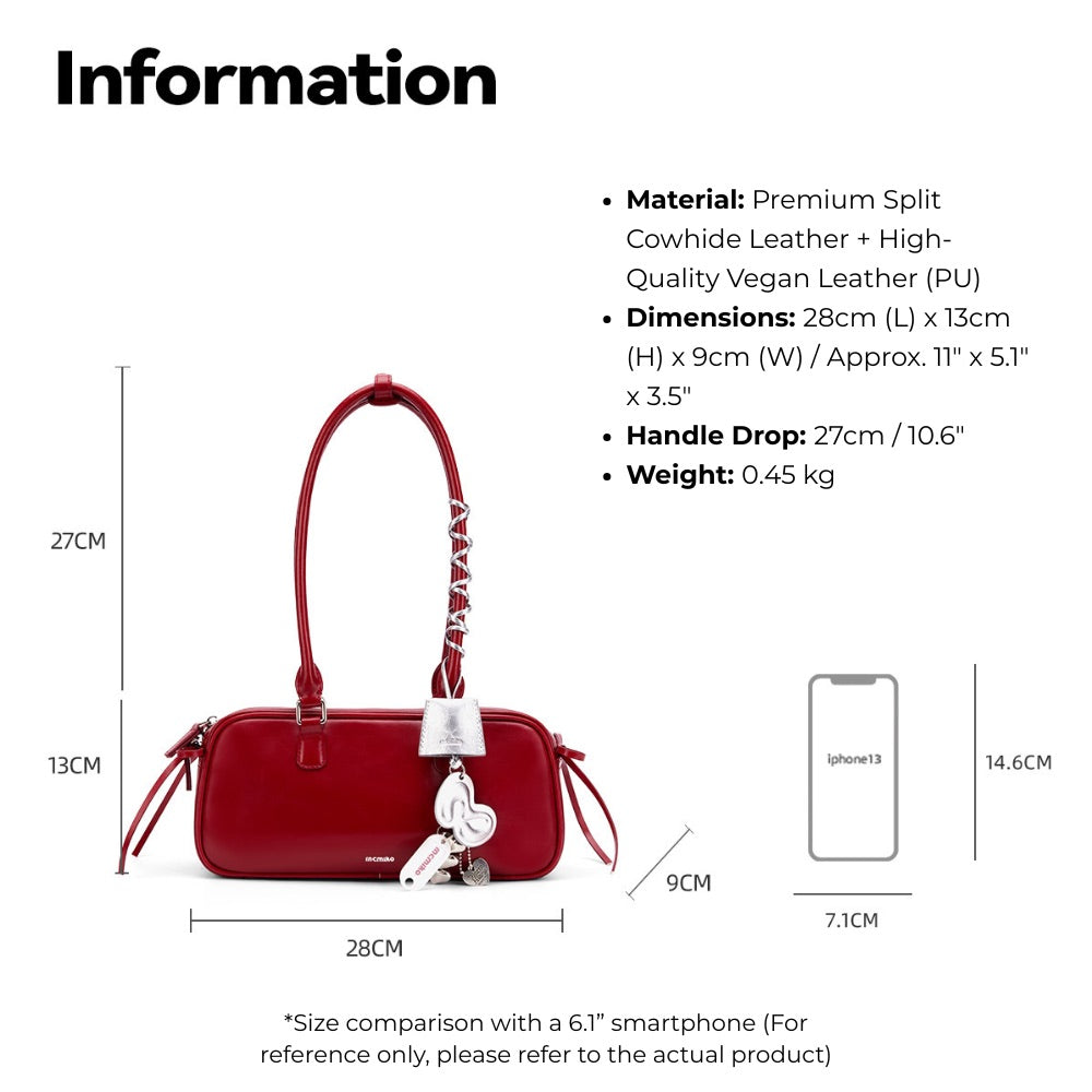 The Bow-Tique Baguette Split Leather Shoulder Bag